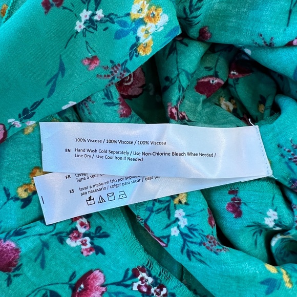 BOG COLLECTIVE LOTTIE & HOLLY GREEN PINK FLORAL MINI DRESS SIZE MEDI TIERED NWT - Picture 7 of 8